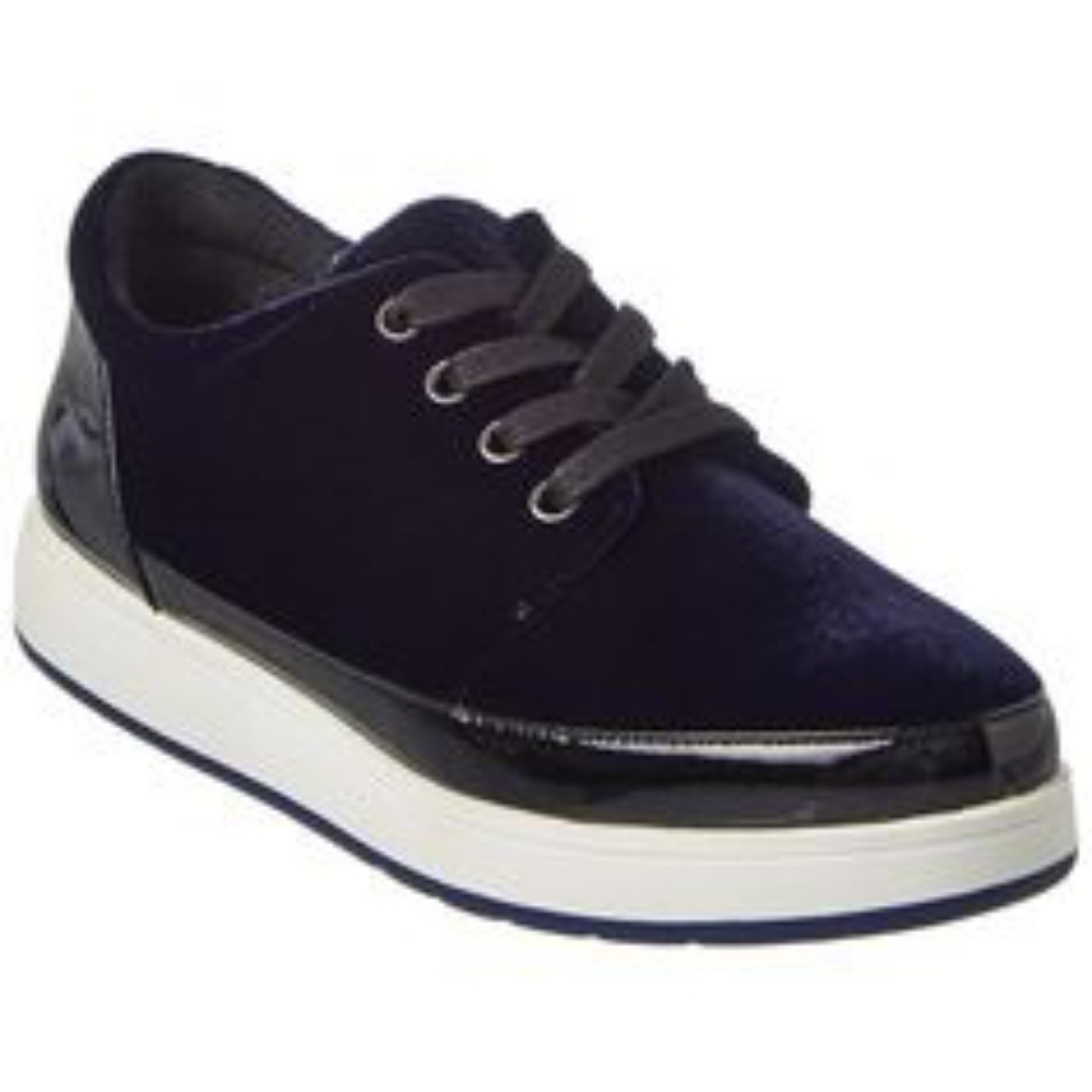 Donald Pliner Ladies Black Velvet & Patent Leather Sneaker 9M